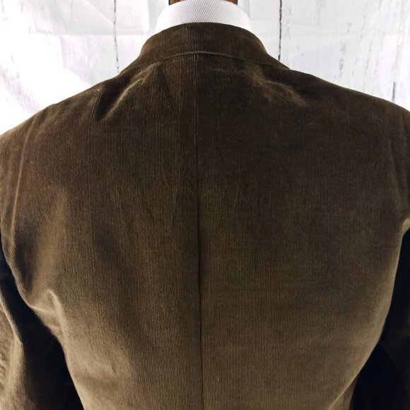 Evan Picone 42L Cotton Blend 2 Button Brown Pinstripe Corduroy Blazer Sport Coat - Picture 7 of 10